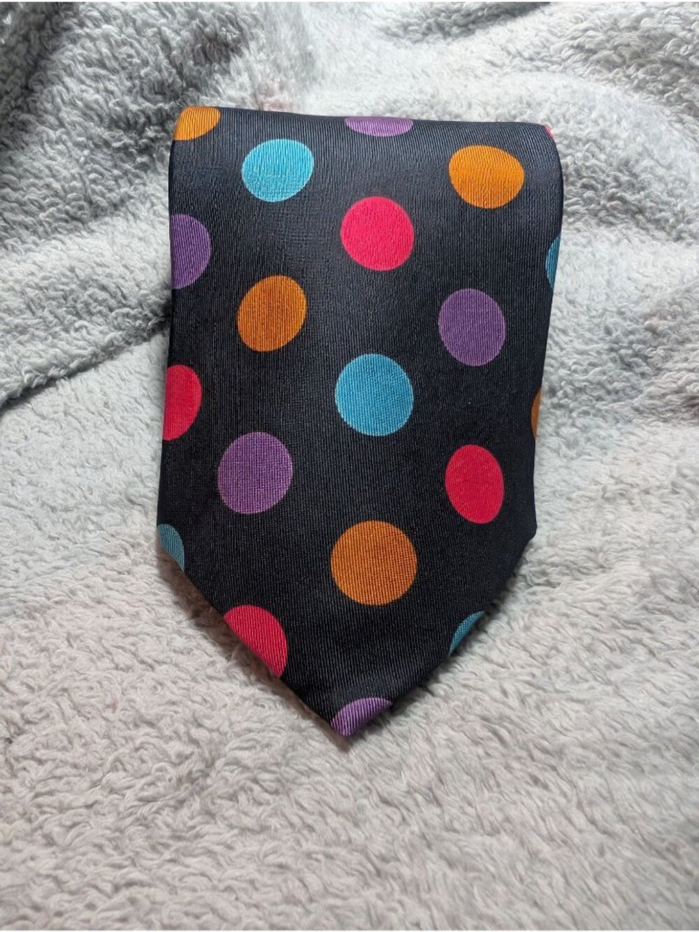 Trumbull & Rhodes Black Tie With Multicolor Polka Dots Made In New England